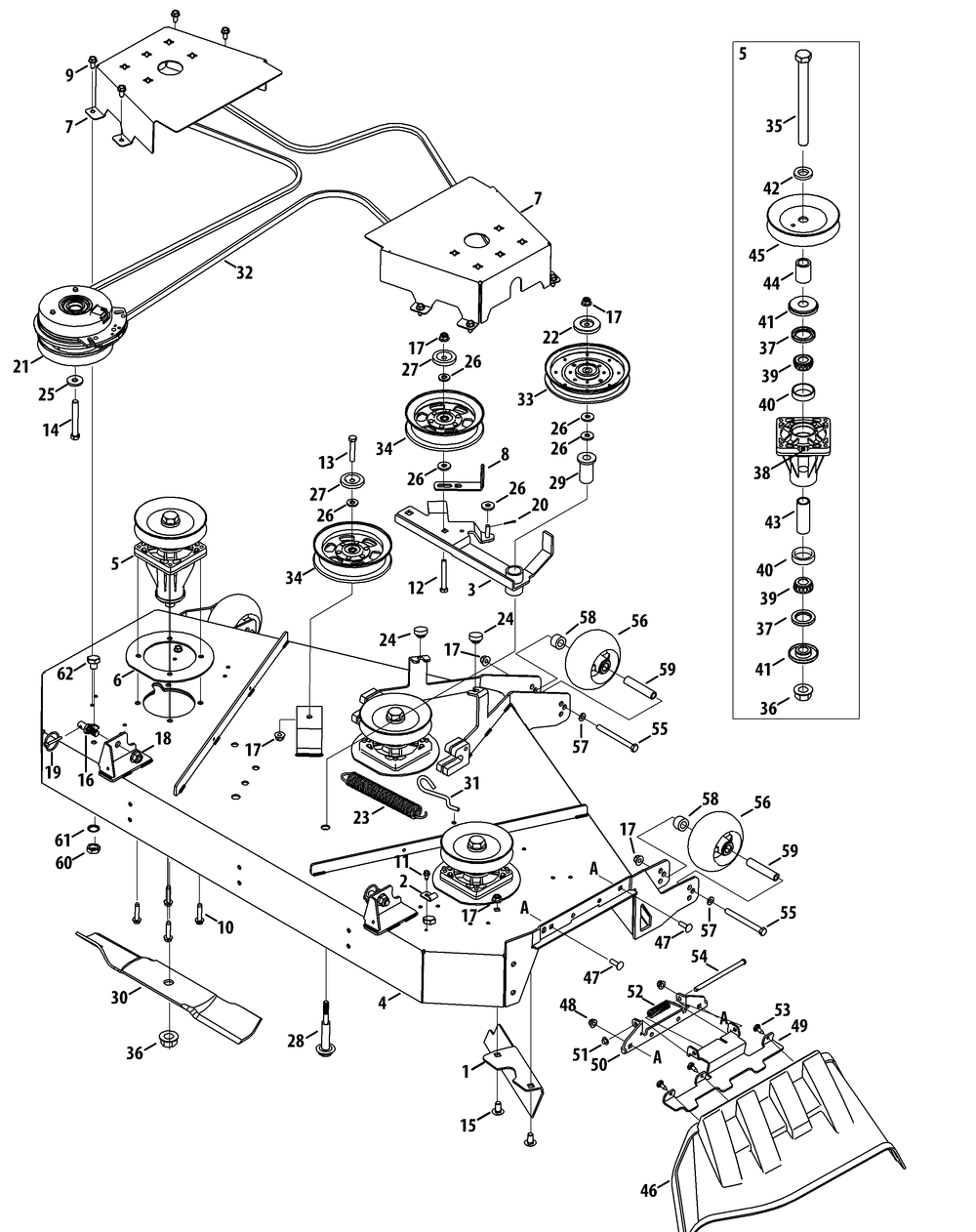 Mower Deck 60-Inch Diagram and Parts List for Z-FORCEL60 (17ASDALD010)(2014) Cub Cadet Lawn Tractor